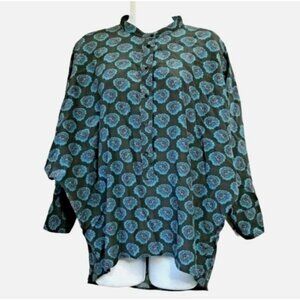 boy Band Of Outsiders Oversized Silk Batwing Shirt XS Paisley Print Popover Top